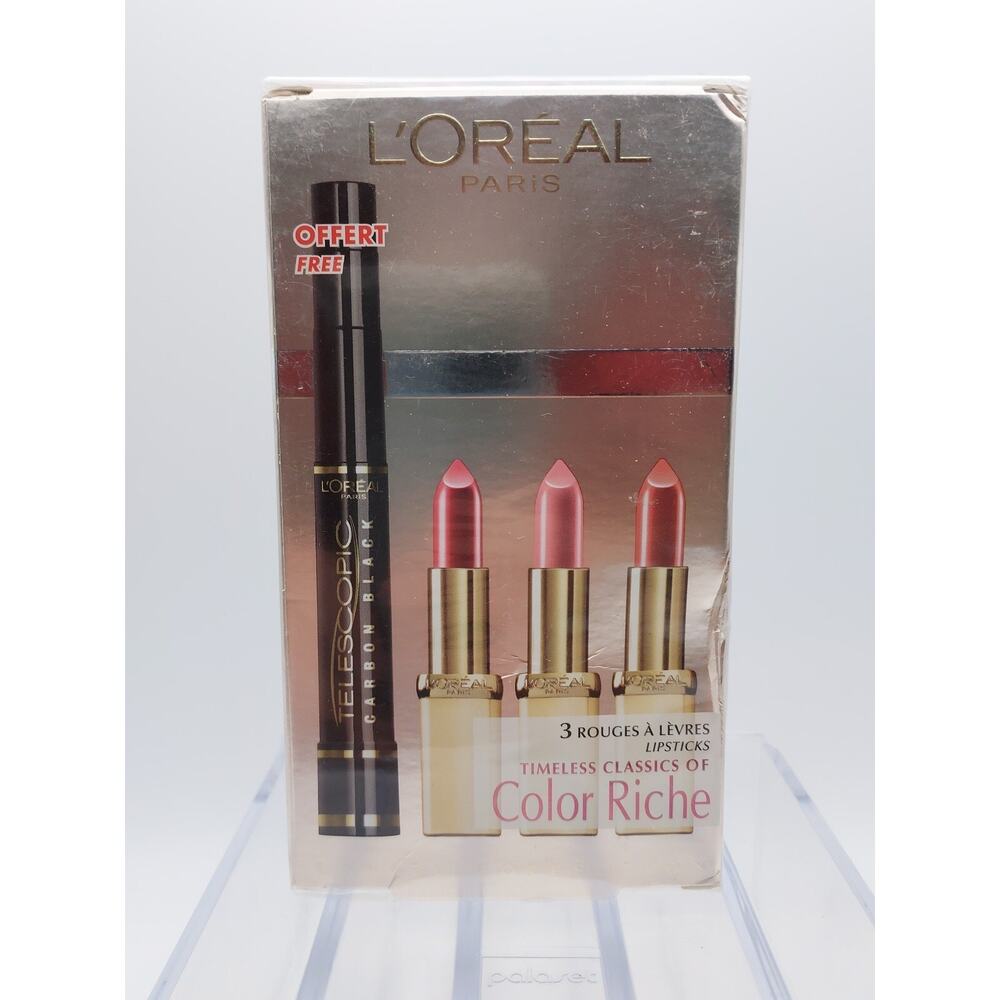 Loreal Timeless Classics Of Color Riche Lipsticks, 3 Lipsticks+Bonus Mascara